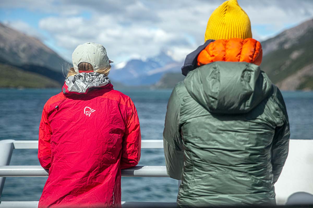 Norrøna Falketind Gore-Tex Paclite Jacket (looking from behind on boat)